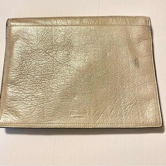 COACH Legacy Leather Gold Metallic iPad Clutch large 9x11.5 - Picture 4 of 12